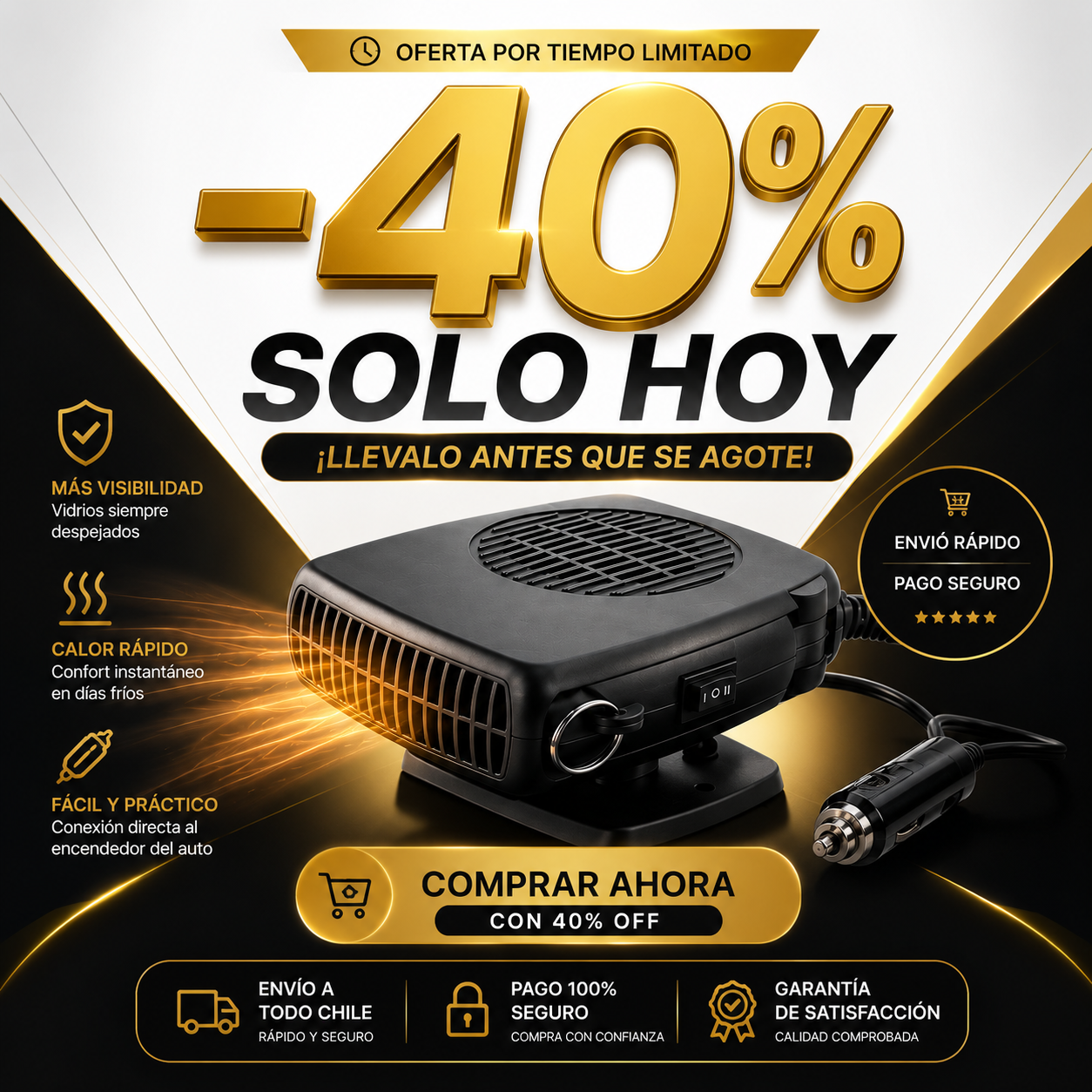 Calefactor Portátil para Auto