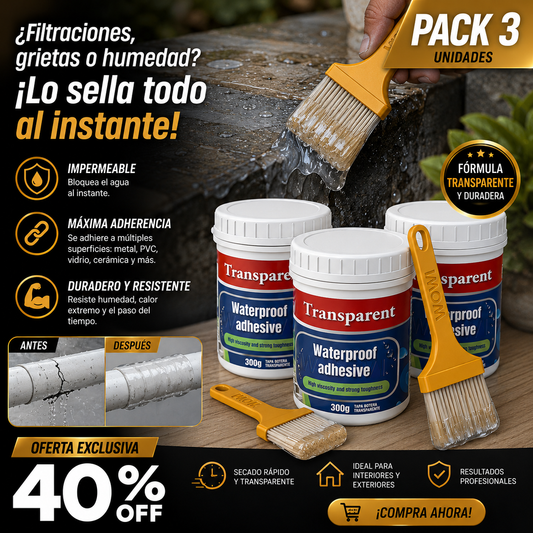 Pack 3 Sellador Transparente Impermeable - 300g