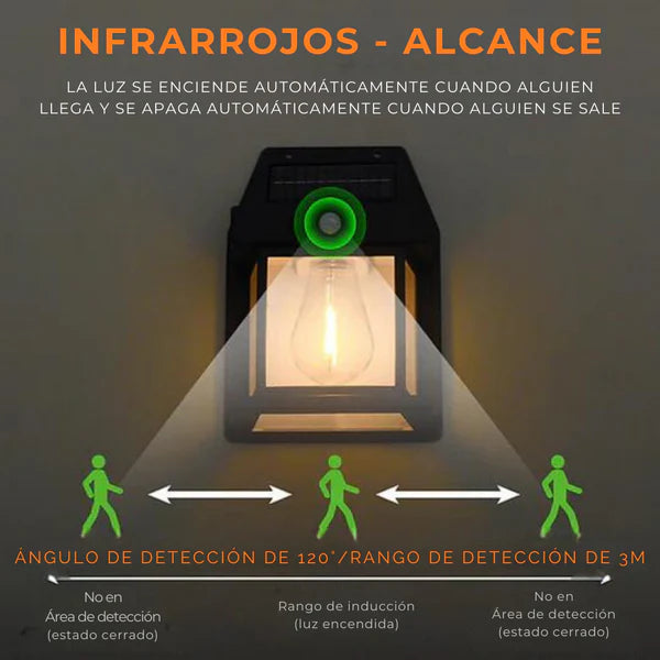 Farol Solar Exterior + Sensor de Movimiento