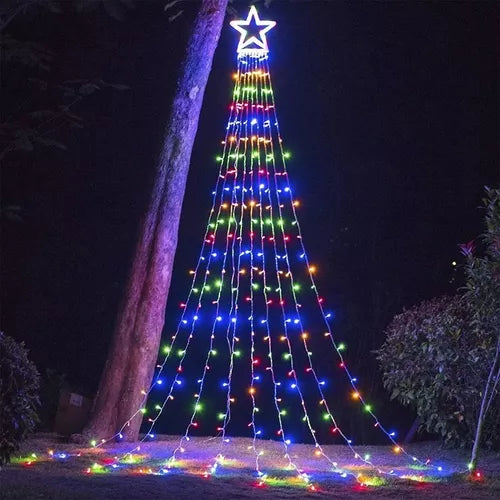 Luces de Navidad Cascada Estrella RGB Solar con Control