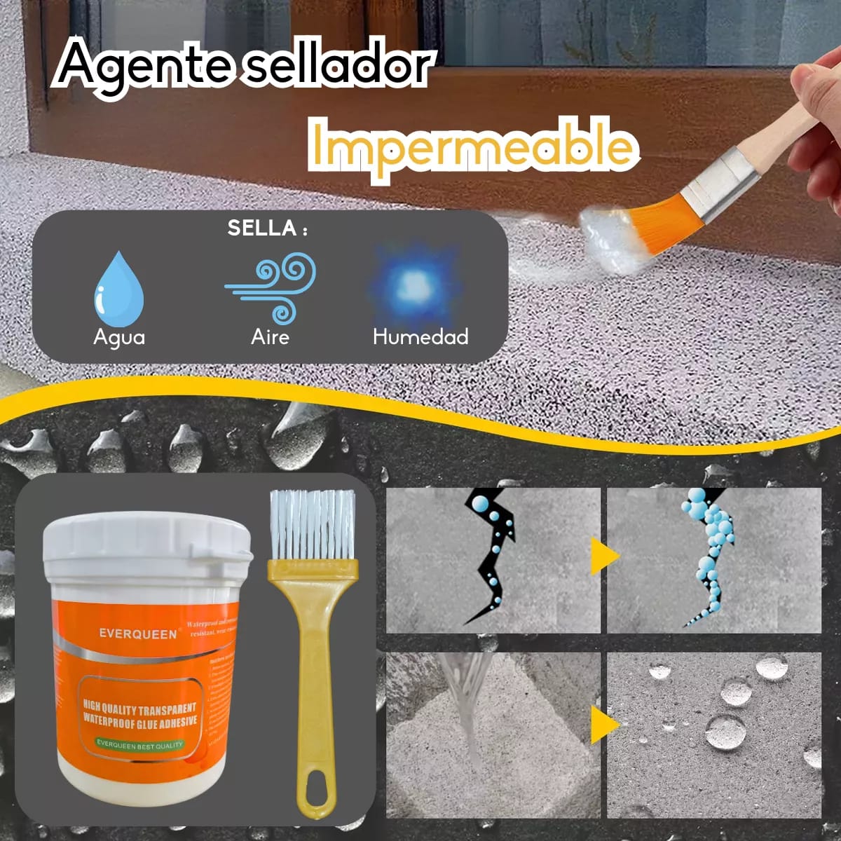 Sellador Impermeable Transparante 300Gr + Brocha